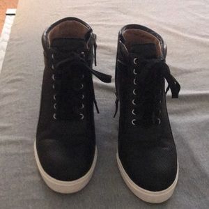 Dressy Wedge sneakers, Black with white sole